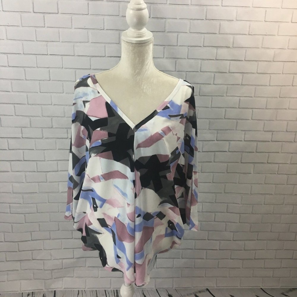 Valette Women's Top Blouse Batwing Sleeves Tulip Blouse Attached Tank Top Size M